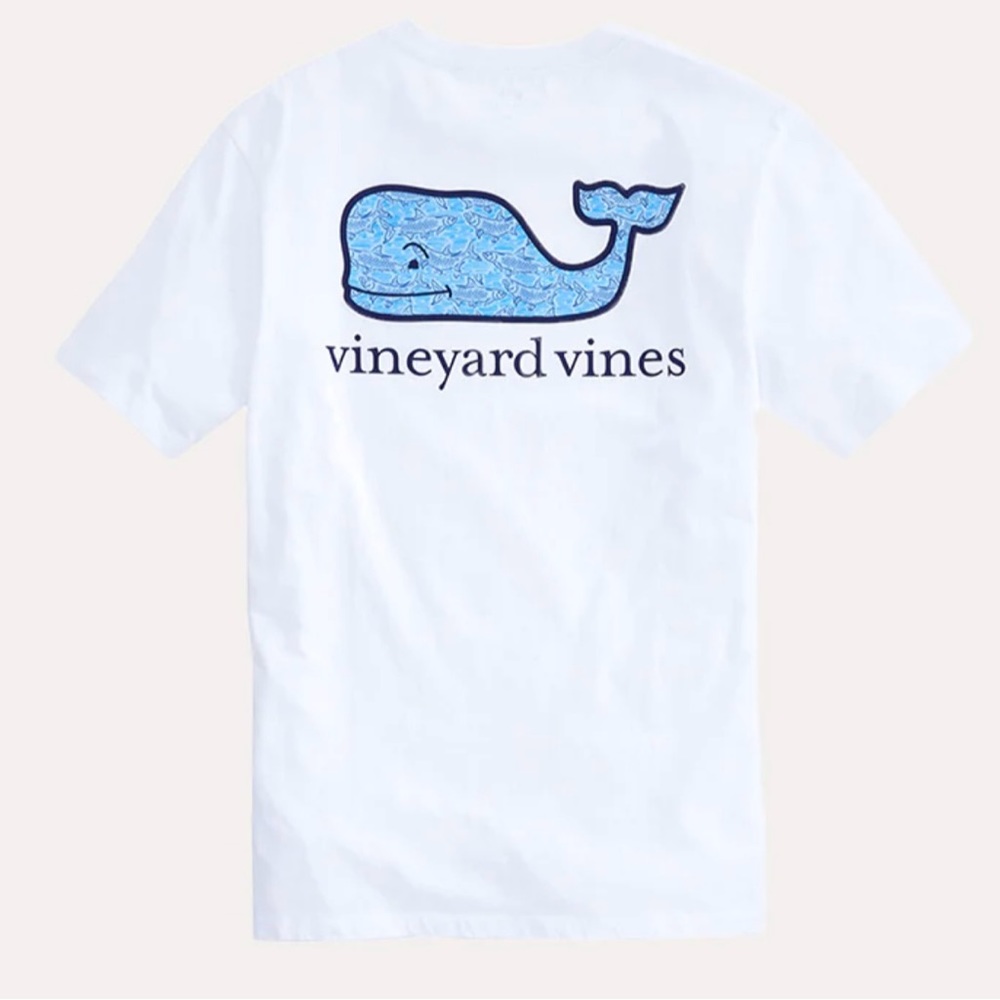 Vineyard Vines White Tee with Blue Whale Logo
